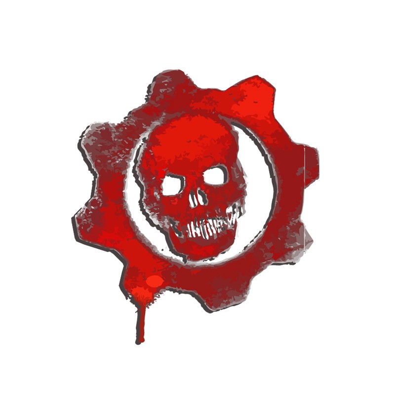 T-shirt du jeu vidéo Gears Of War symbole rouge sur blanc