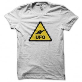 Shirt Panneau Danger UFO blanc pour homme et femme