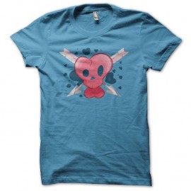 Shirt Coeur en crâne turquoise pour homme et femme