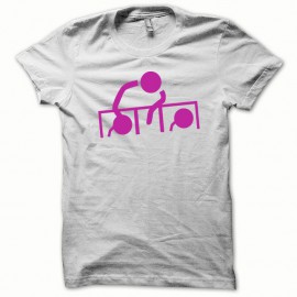 Shirt Dj at work rose/blanc pour homme et femme