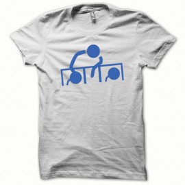 Shirt Dj at work bleu/blanc pour homme et femme
