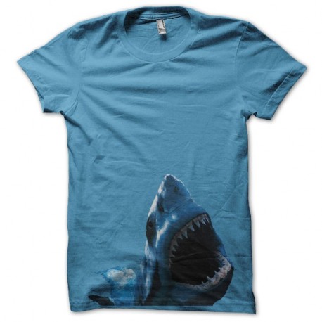 Shirt requin tigre mangeur d'hommes turquoise pour homme et femme
