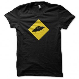 Shirt OVNI UFO warning noir pour homme et femme