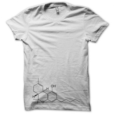 Shirt THC molécule fumée spliff au dos blanc pour homme et femme
