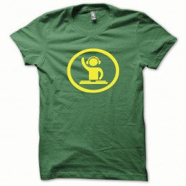Shirt Dj at work jaune/vert bouteille pour homme et femme