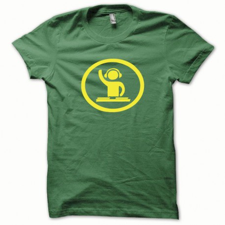 Shirt Dj at work jaune/vert bouteille pour homme et femme