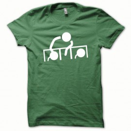 Shirt Dj at work blanc/vert bouteille pour homme et femme