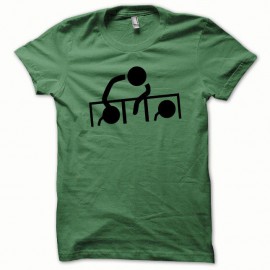 Shirt Dj at work noir/vert bouteille pour homme et femme