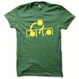 Shirt Dj at work jaune/vert bouteille pour homme et femme