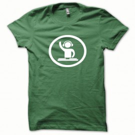 Shirt Dj at work blanc/vert bouteille pour homme et femme