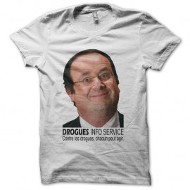 Shirt François Hollande parodie Drogues Info Service blanc pour homme et femme