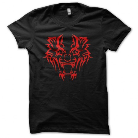 Shirt tatouage rouge de tigre en noir pour homme et femme