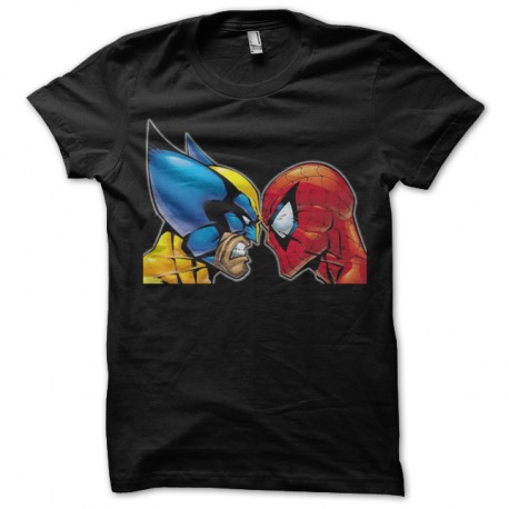 Shirt Wolverine contre Spiderman noir pour homme et femme