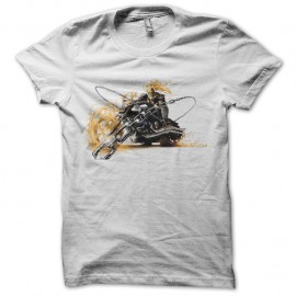 Shirt Ghost rider sur sa moto blanc pour homme et femme