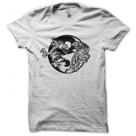 Shirt Tatouage dragon contre tigre blanc pour homme et femme