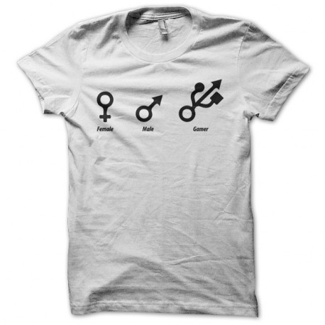 Shirt Female Male Gamer blanc pour homme et femme