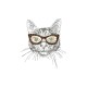 Shirt Chat à lunettes léopard blanc pour homme et femme