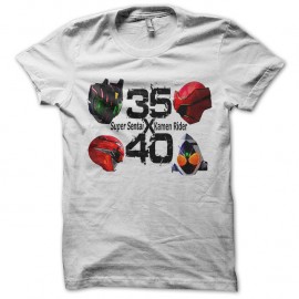 Shirt super sentai contre kamen rider blanc pour homme et femme