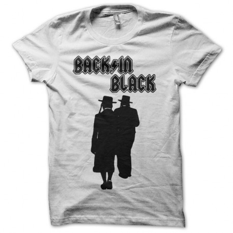 Shirt Back in Black parodie rabbins blanc pour homme et femme