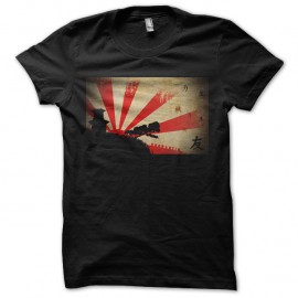 Shirt drapeau soleil levant numéro 2 noir pour homme et femme