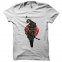 Shirt tatouage samourai avec levé de soleil blanc pour homme et femme