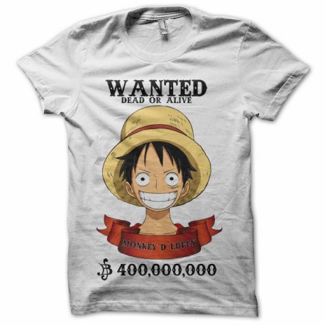 Shirt wanted luffy One piece blanc pour homme et femme
