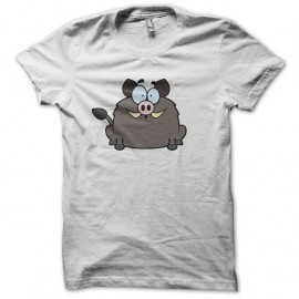 Shirt Sanglier surpris cartoon blanc pour homme et femme