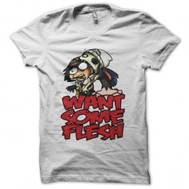 Shirt Zombie want flesh parodie Pokemon blanc pour homme et femme