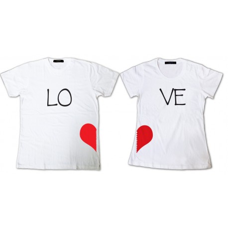 Shirt pour couple Love - Pack homme et femme Blanc pour homme et femme