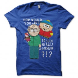 Shirt South Park parodie Cartman Garrison suck my balls bleu pour homme et femme