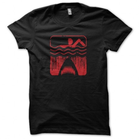 Shirt Jaws Les dents de la mer panneau baignade danger requin noir pour homme et femme