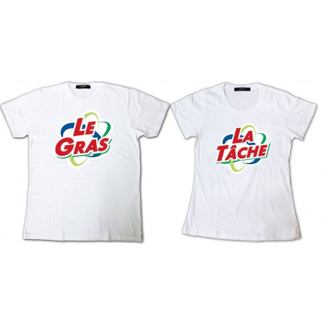 Shirt pour couple Les Nuls Le gras La tâche parodie Ariel - Pack homme et femme Blanc pour homme et femme