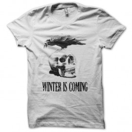 Shirt Winter is coming Corbeau sur crâne blanc pour homme et femme