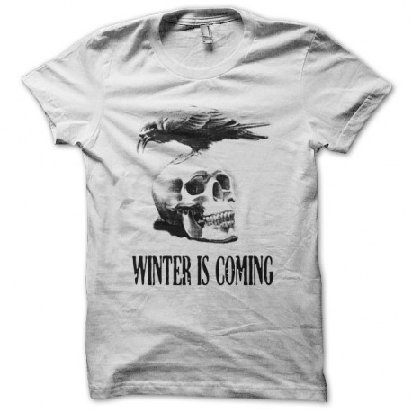 Shirt Winter is coming Corbeau sur crâne blanc pour homme et femme