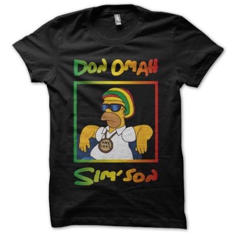 Shirt Homer Simpson parodie rasta Don Omah Sim'son noir pour homme et femme