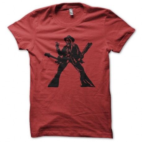 Shirt Shotgun Shine squelette cowboy guitare fusil à pompe rouge pour homme et femme