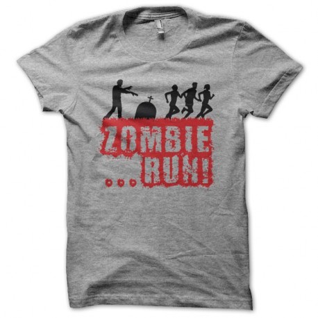 Shirt Zombie Run les gens cours gris pour homme et femme