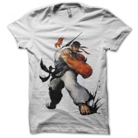 Shirt Ryu poing en feu blanc pour homme et femme