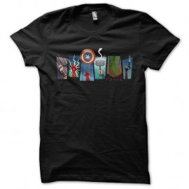 Shirt avengers super héros 6 artwork noir pour homme et femme