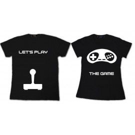 Shirt pour couple Let's play the game - Pack homme et femme noir pour homme et femme