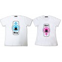 Shirt pour couple Boy & Girl pictogram - Pack homme et femme Blanc - lov15 pour homme et femme