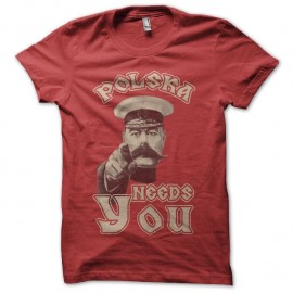 Shirt polonais parodie oncle Sam Polska needs you rouge pour homme et femme