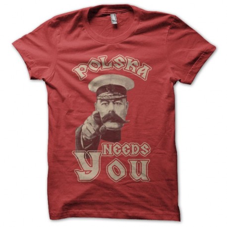 Shirt polonais parodie oncle Sam Polska needs you rouge pour homme et femme
