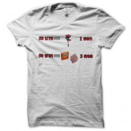 Shirt humoristique 1 rose égal 3 capotes blanc pour homme et femme