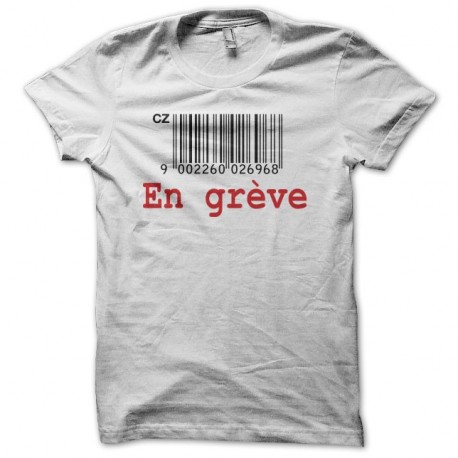 Shirt En grève code barre tchèque blanc pour homme et femme