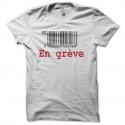 Shirt En grève code barre tchèque blanc pour homme et femme