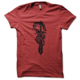 Shirt Dragon et Glaive tatouage tribal rouge pour homme et femme