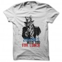 Shirt Zombies need you for lunch parodie Oncle Sam blanc pour homme et femme