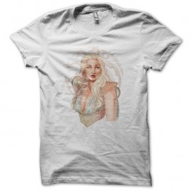 Shirt le Trône de Fer Daenerys Targaryen portrait dessin blanc pour homme et femme