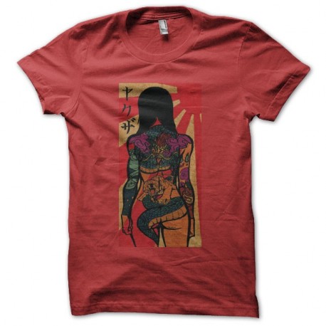 Shirt tatouage yakuza fille de dos rouge pour homme et femme